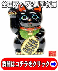 金運アップの開運アイテムである黒色の小判猫の置物